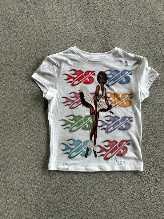 WHITE SKRRT LYFE CROP TEE